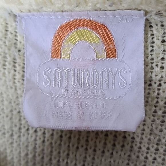 Vintage 80s Pale Pastel Yellow Fuzzy Chenille V-neck sweater Large - Picture 5 of 12